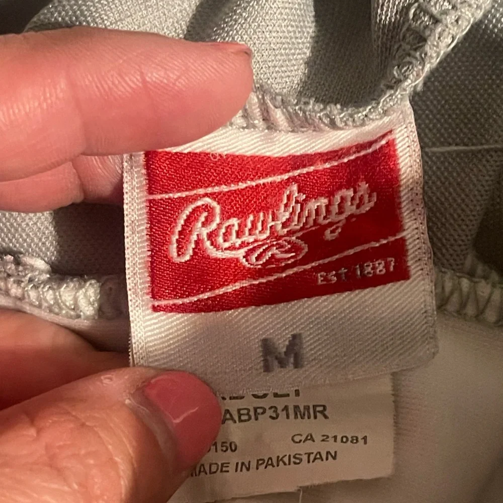 Rawlings Men's Semi-Relaxed Baseball Gray Pants Size Medium‎ Elastic Waist
